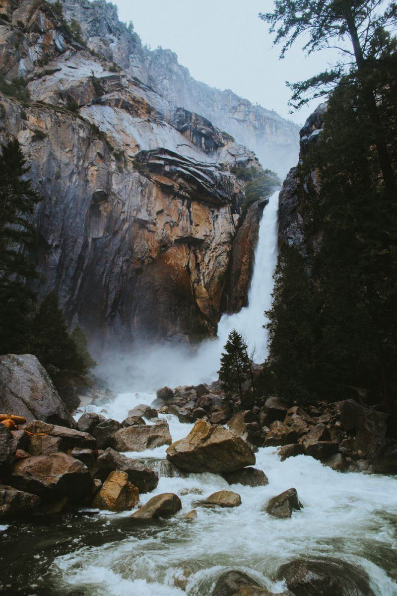 Waterfall and rocks